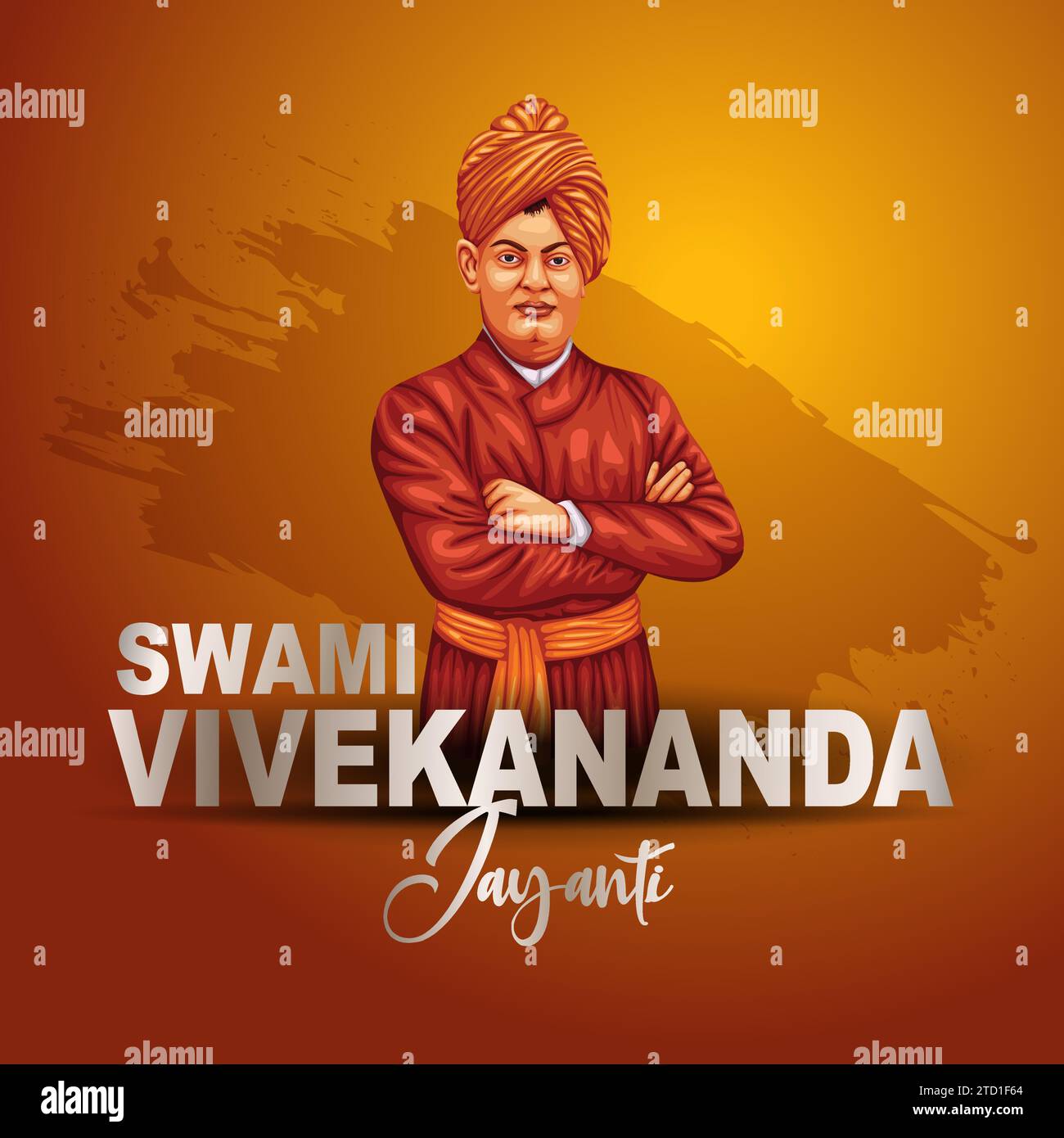 Felice Swami Vivekananda Jayanti. Una celebrazione della tipografia della Gioventù dell'India con grafica mnemonica, celebra, unità, logo, disegno grafico. abstrac Illustrazione Vettoriale