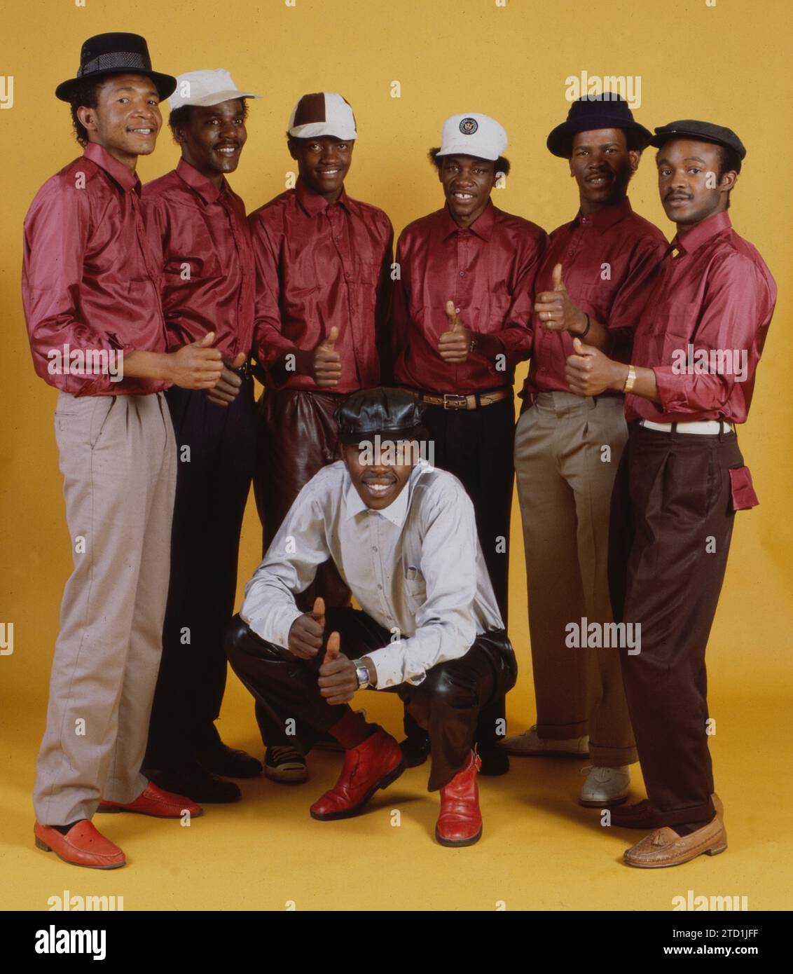 Sowetan Afrobeat Band Mordillo, Sud Africa 1986. Dalla collezione - musicisti sudafricani anni '1980 - archivio fotografico Don Minnaar Foto Stock