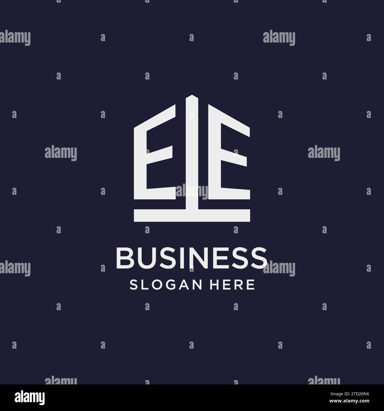Logo monogramma EE iniziale con idee di design in stile pentagono Illustrazione Vettoriale