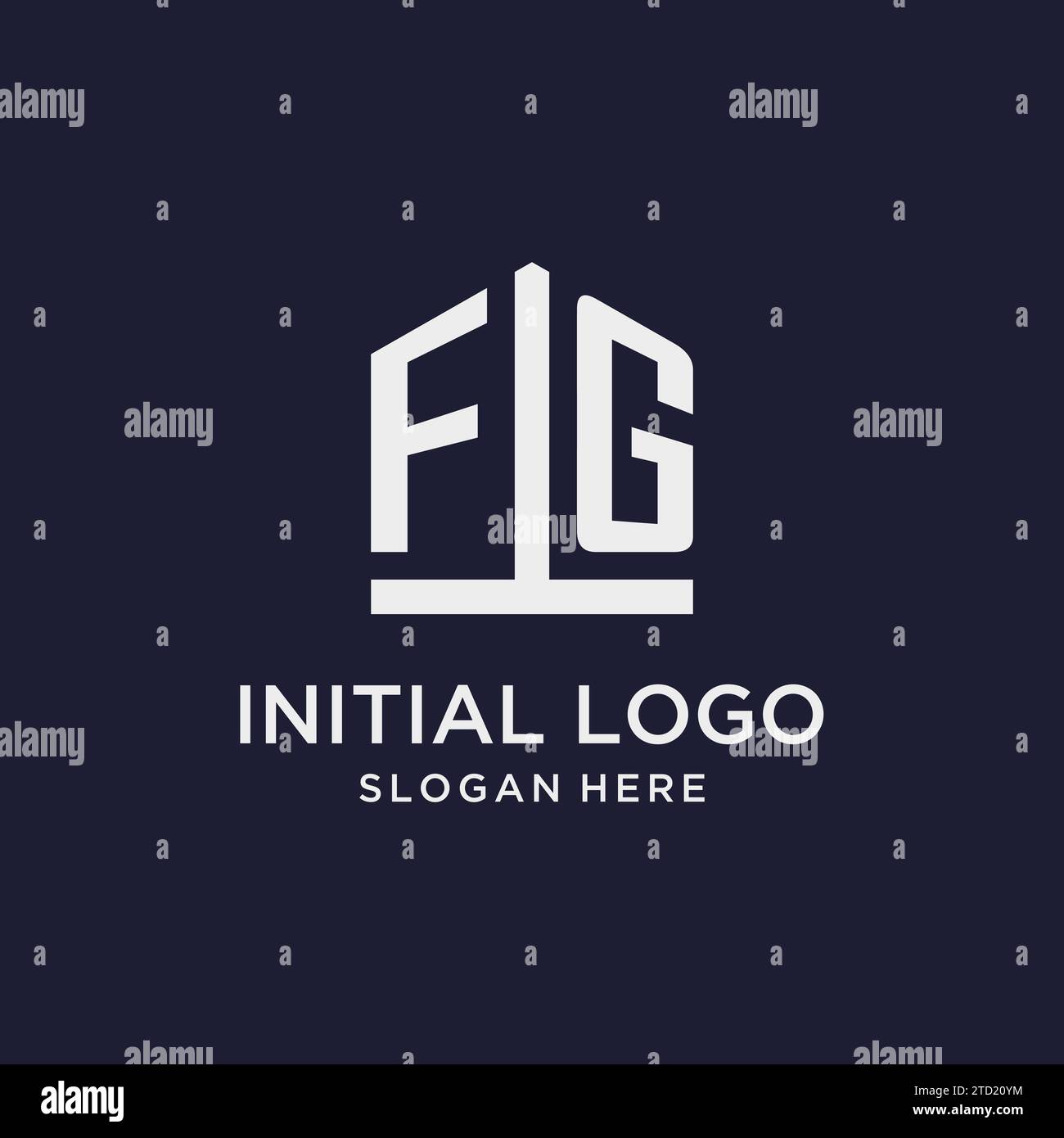 Logo monogramma iniziale FG con idee di design in stile pentagono Illustrazione Vettoriale