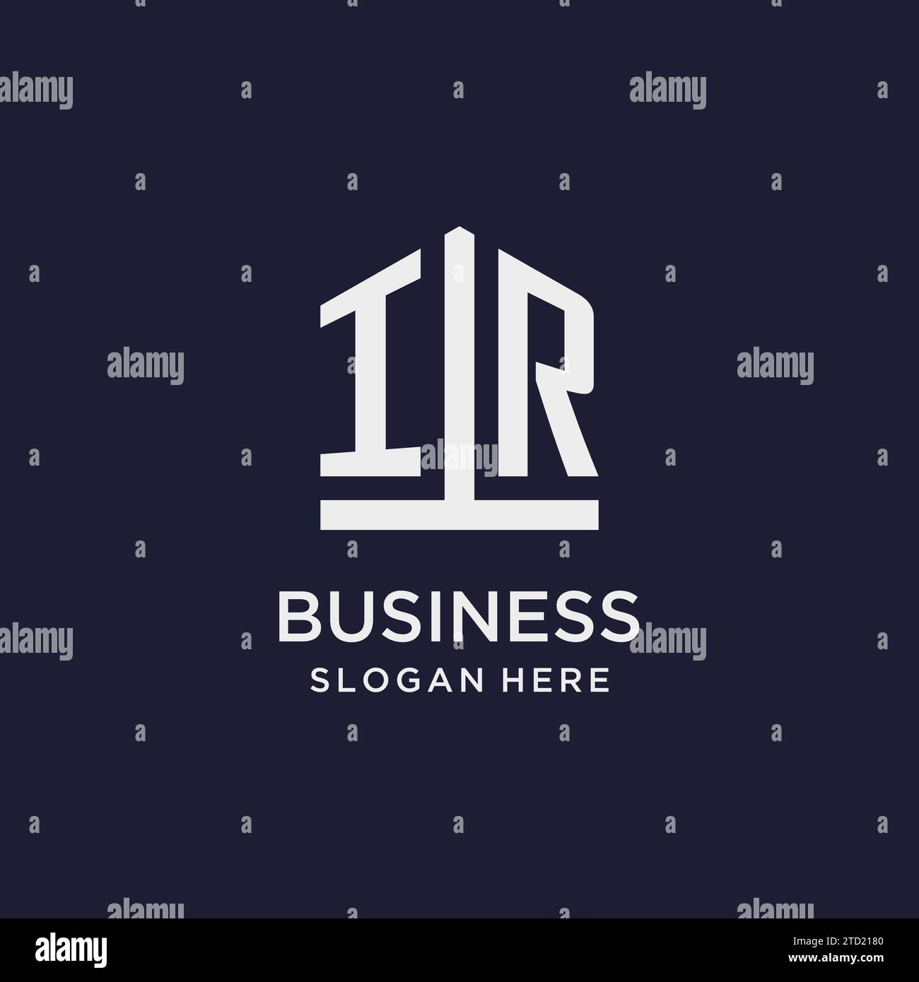 Logo monogramma iniziale IR con idee di design in stile pentagonale Illustrazione Vettoriale