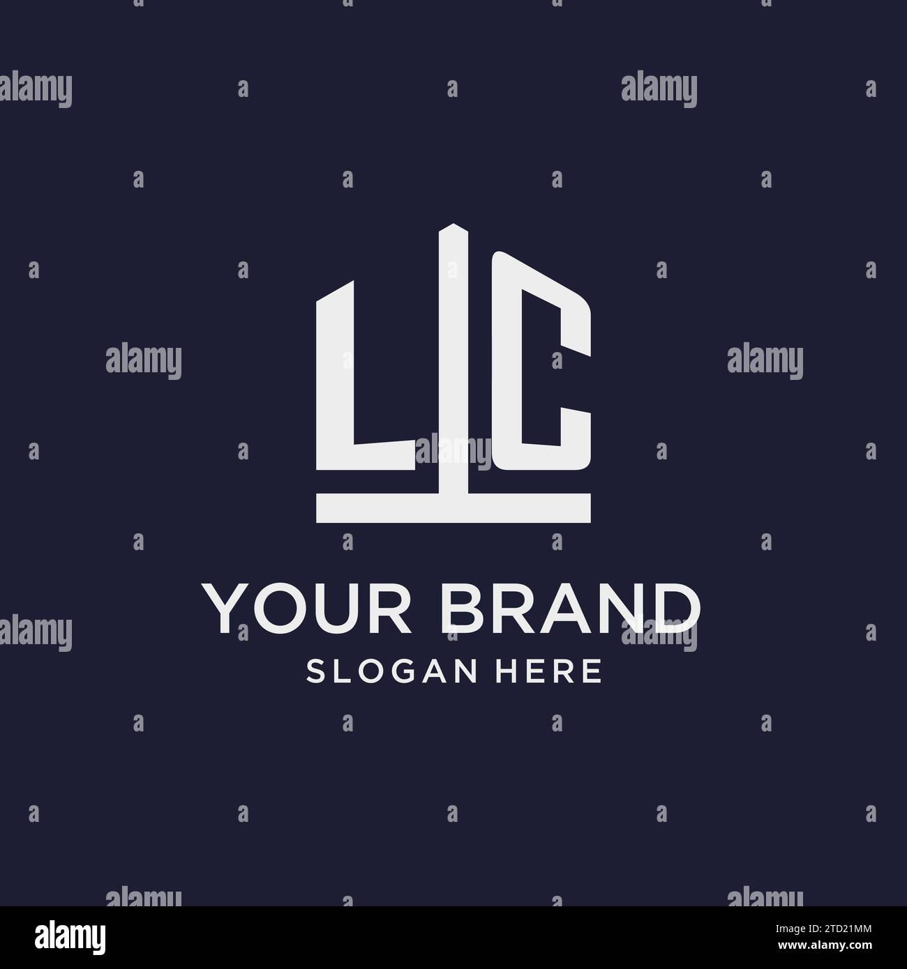 Logo con monogramma iniziale LC con idee di design in stile pentagono Illustrazione Vettoriale