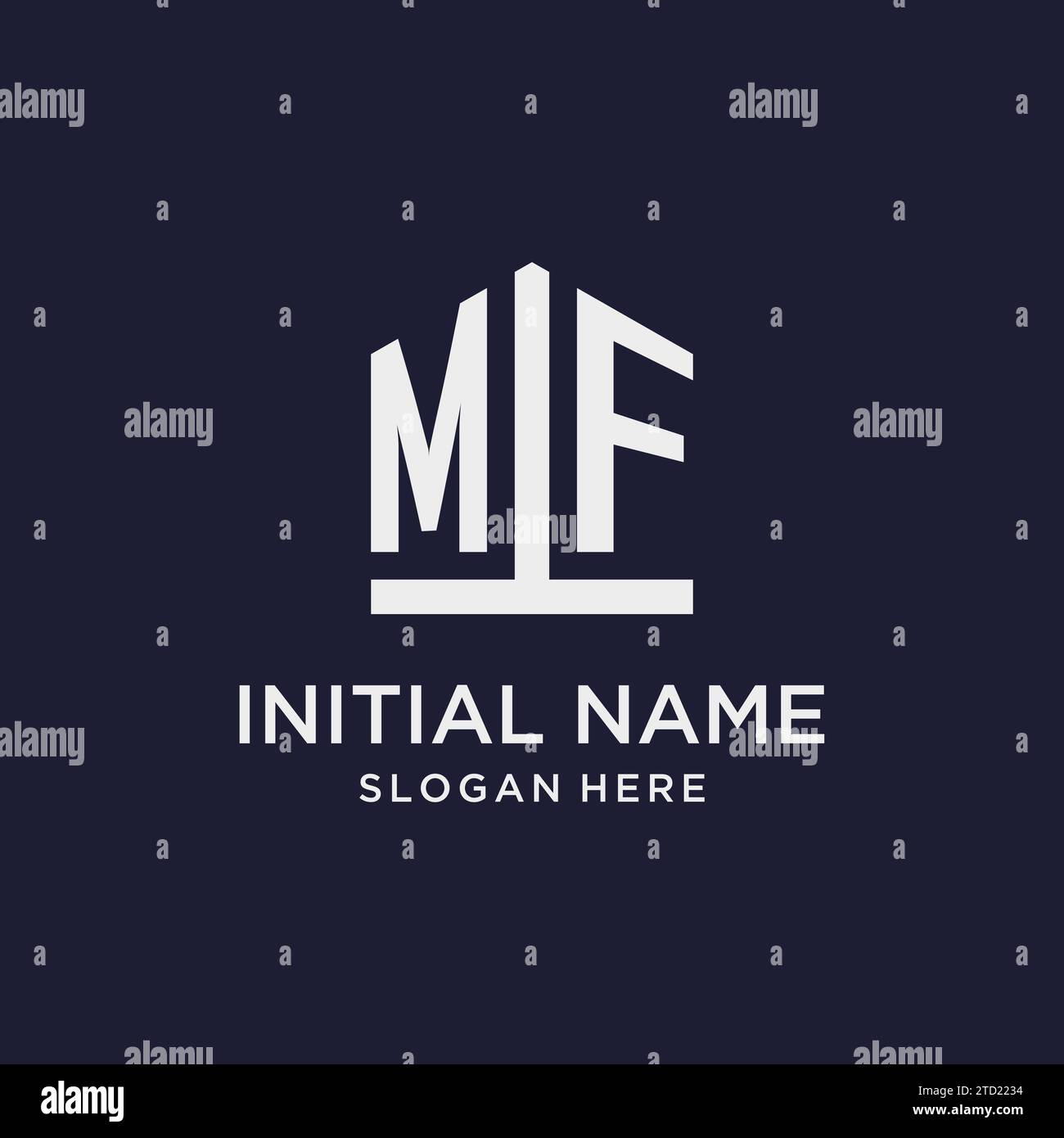 Logo monogramma iniziale MF con idee di design in stile pentagono Illustrazione Vettoriale