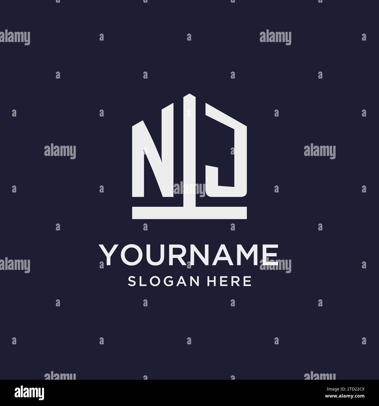 Logo monogramma iniziale NJ con idee di design in stile pentagono Illustrazione Vettoriale