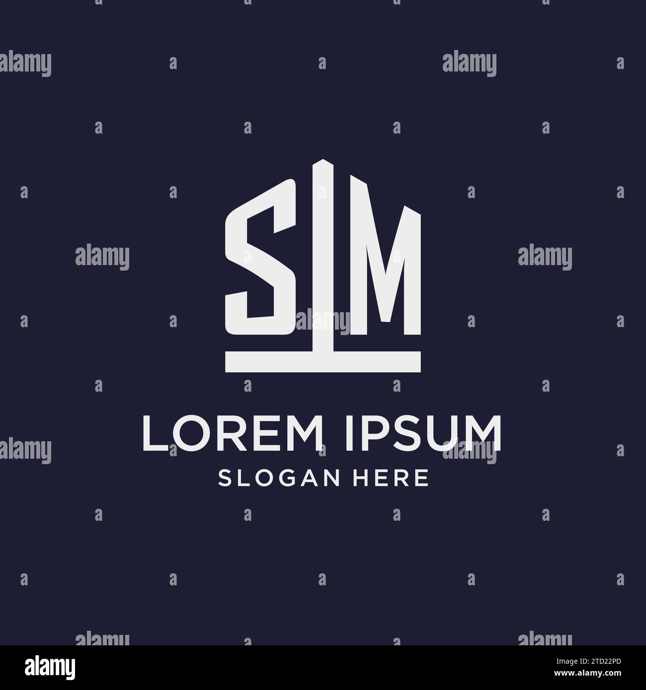 Logo monogramma iniziale SM con idee di design in stile pentagono Illustrazione Vettoriale