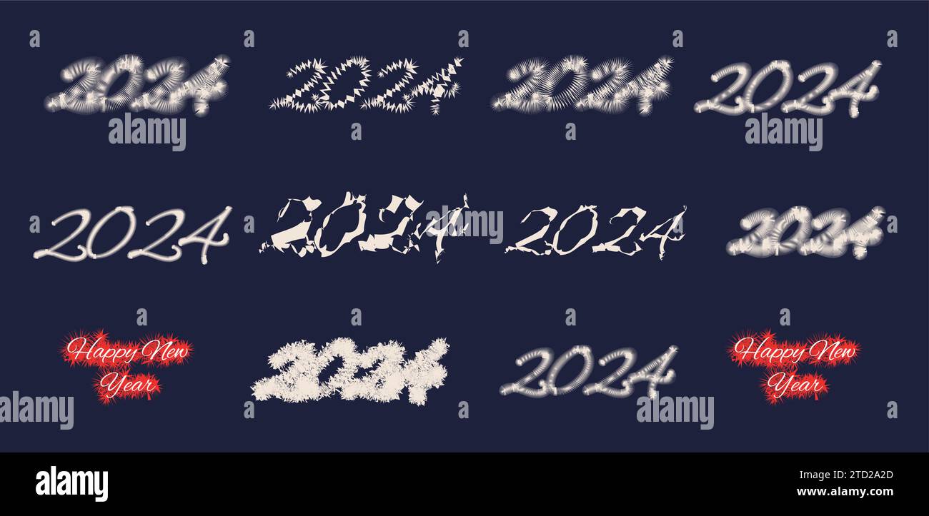 Set di design moderno e felice anno nuovo 2025. Illustrazione