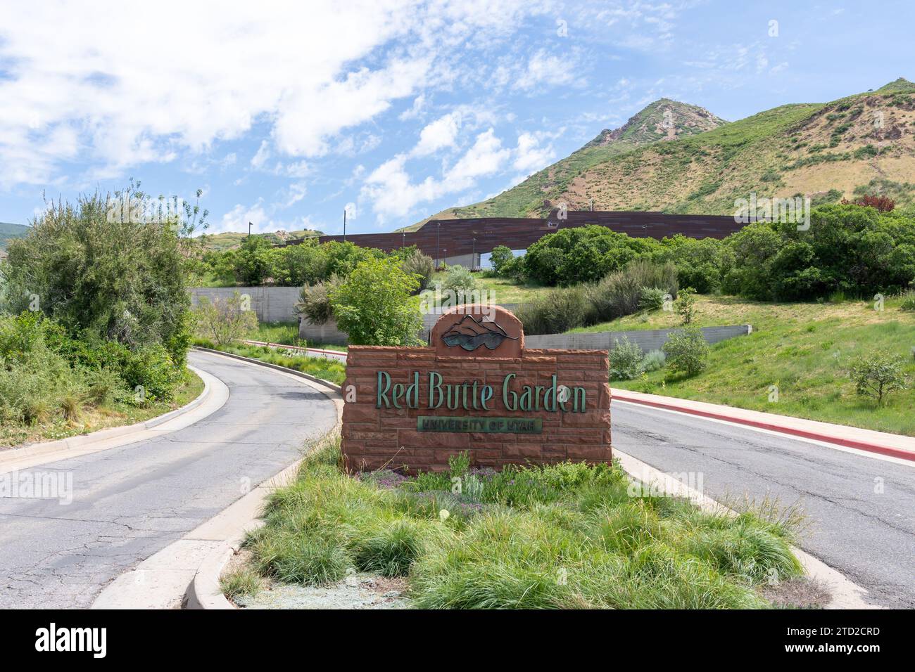 L'insegna per Red Butte Garden e Arboretum a Salt Lake City, Utah, Stati Uniti Foto Stock