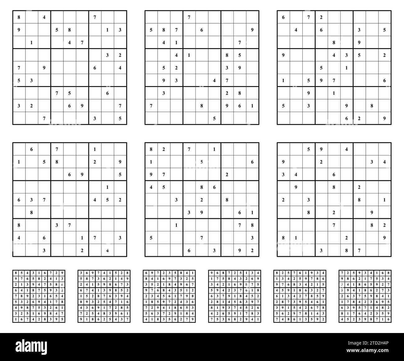 Set di gioco Sudoku con risposte. Illustrazione Vettoriale