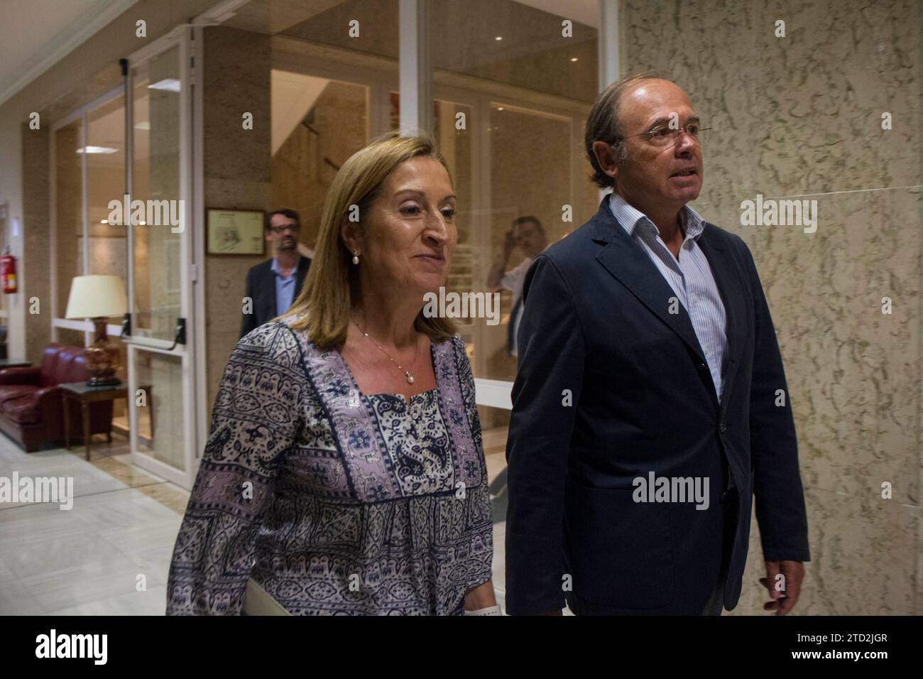 Madrid, 24/08/2016. Il presidente del Congresso dei deputati Ana Pastor incontra il presidente del Senato Pío García Escudero. Foto: Isabel Permuy ARCHDC. Crediti: Album / Archivo ABC / Isabel B Permuy Foto Stock