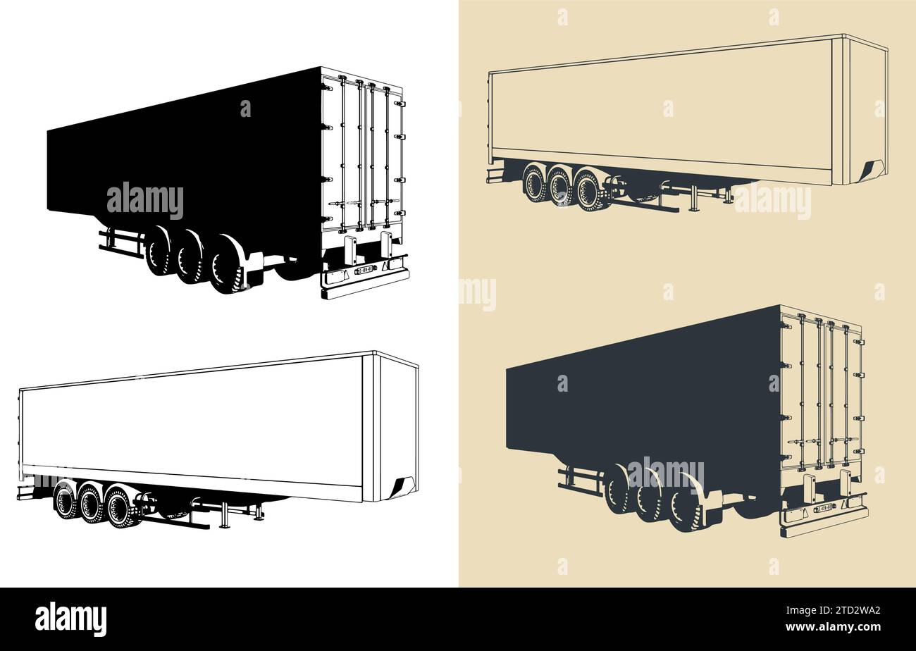 Illustrazioni vettoriali stilizzate del rimorchio del veicolo Illustrazione Vettoriale