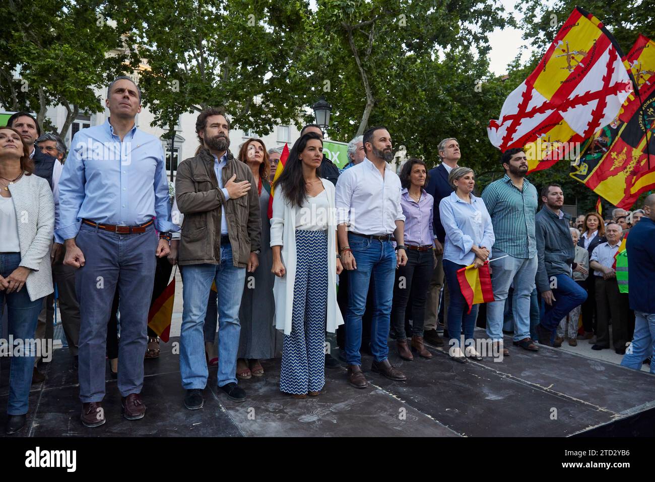 24/05/2016. Madrid, 24/05/2019. Plaza de la Villa de Paris. Campagna VOX di chiusura di Mintin davanti alla Corte Suprema con Santiago Abascal, Rocío Monasterio, Iván Espinosa de los Monteros, Javier Ortega Smith e Jorge Buxadé. Foto: Guillermo Navarro ARCHDC. Crediti: Album / Archivo ABC / Guillermo Navarro Foto Stock