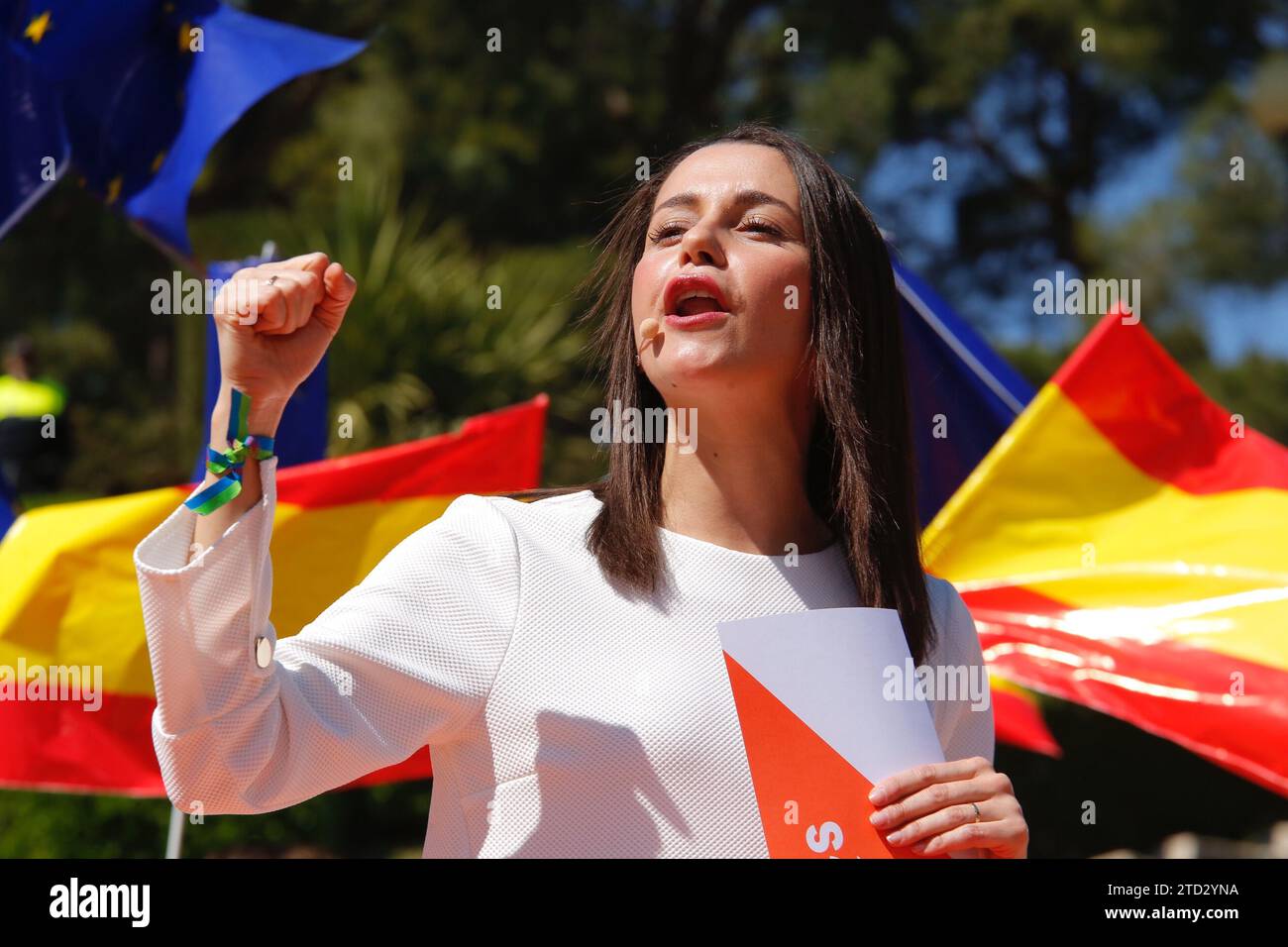 Saragozza, 24/03/2019. Il presidente di Ciudadanos Albert Rivera e Inés Arrimadas partecipano a un incontro cittadino insieme al candidato del partito per il governo dell'Aragona, Daniel Pérez, e l'avvocato Huesca Sara Giménez, membro della lista del partito per Madrid per le elezioni generali. Foto: Fabián Simón ARCHDC. Crediti: Album / Archivo ABC / Fabián Simón Foto Stock