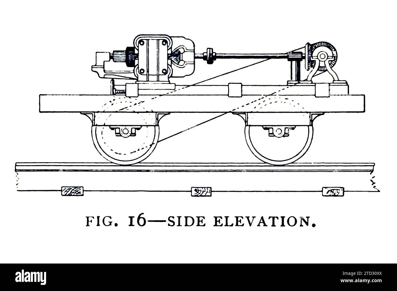 Illustrazione di un'elevazione laterale di "The Judge", che operò a Chicago, negli Stati Uniti, nel 1883. Da "Development of the Electric Locomotive" di B J Arnold, da The Engineering Magazine, volume VII, 1894. Foto Stock