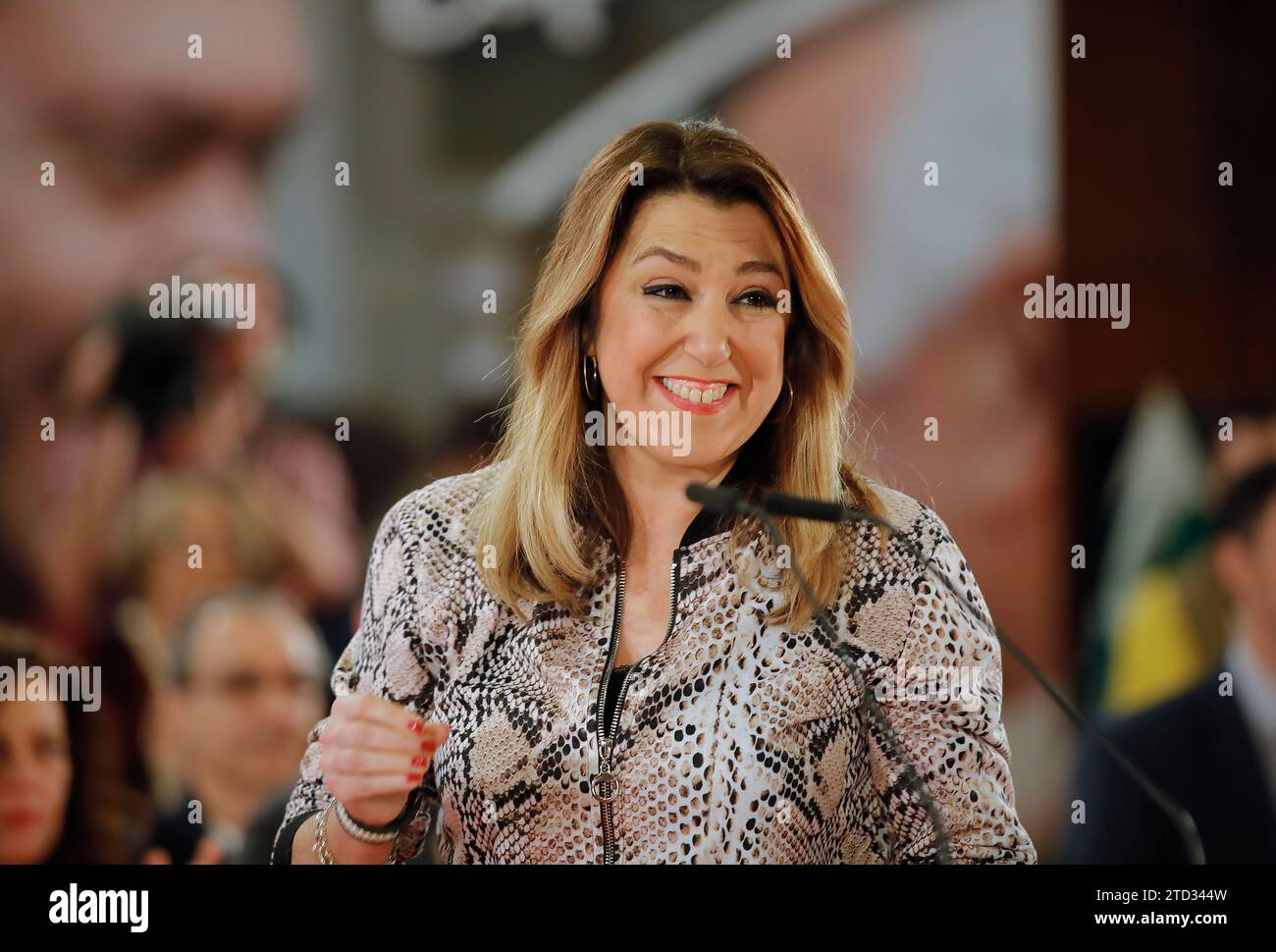 evilla, 16/02/2019. Presentazione della candidatura di Juan Espadas a sindaco di Siviglia. Intervengono Pedro Sánchez, Susana Díaz e Verónica Pérez. Foto: Raúl Doblado. ARCHSEV. Crediti: Album / Archivo ABC / Raúl Doblado Foto Stock