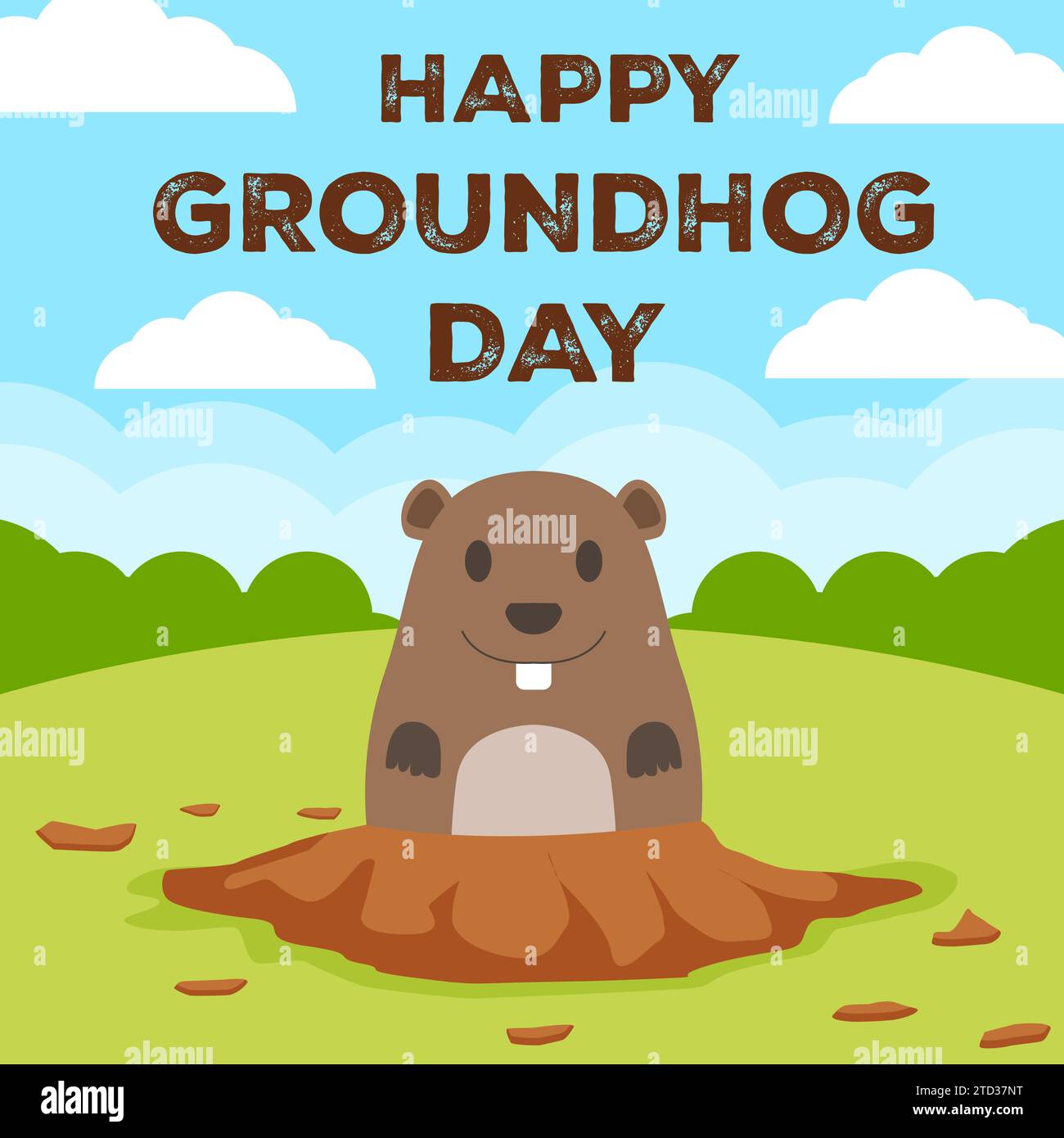 illustrazione vector happy groundhog day in design piatto Illustrazione Vettoriale