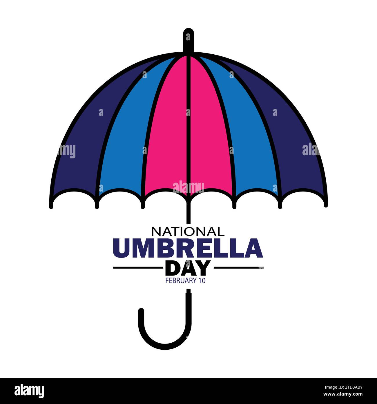 Illustrazione della progettazione di modelli vettoriali per il National Umbrella Day. 10 febbraio. Adatto per biglietti d'auguri, poster e striscioni Illustrazione Vettoriale