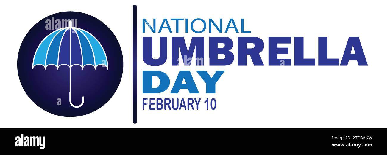 Illustrazione vettoriale del National Umbrella Day. 10 febbraio. Adatto per biglietti d'auguri, poster e striscioni. Illustrazione Vettoriale
