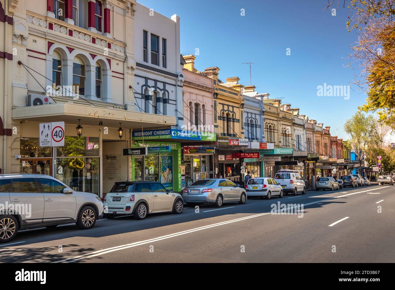 Case a schiera vittoriane a Glebe, Sydney, NSW, Australia. Foto Stock