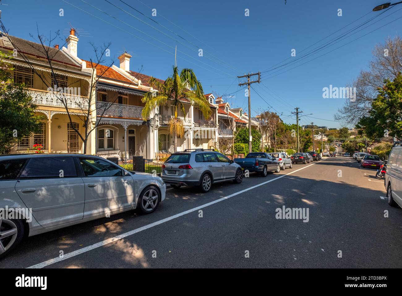 Case a schiera vittoriane a Glebe, Sydney, NSW, Australia. Foto Stock