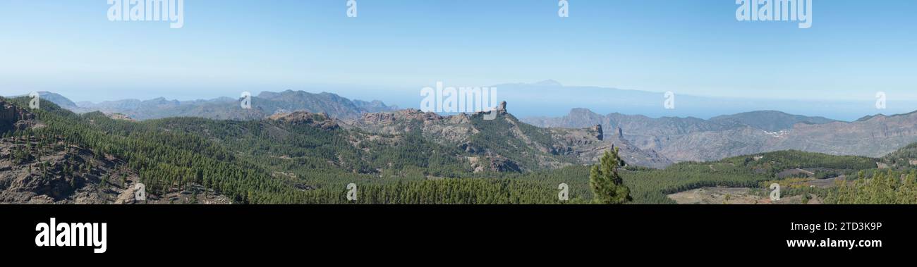 Panorámica de vista desde el mirador del Pico de las Nieves Foto Stock