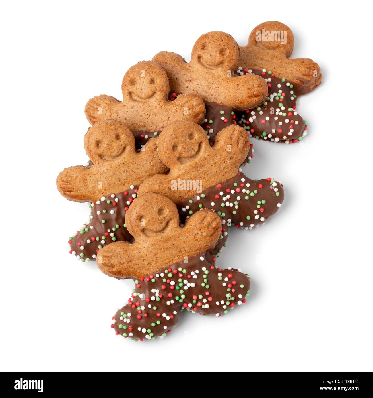 Happy Chocolate Ginger men biscotti isolati su fondo bianco da vicino Foto Stock