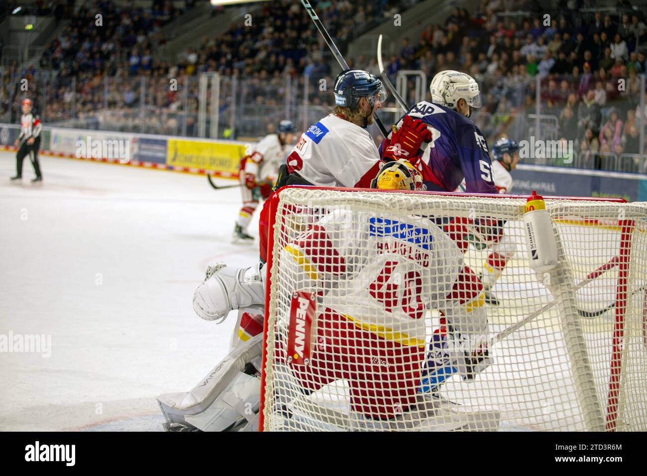 Spielszene Adler Mannheim gegen Düsseldorfer EG (PENNY DEL; Deutsche Eishockey Liga) Foto Stock