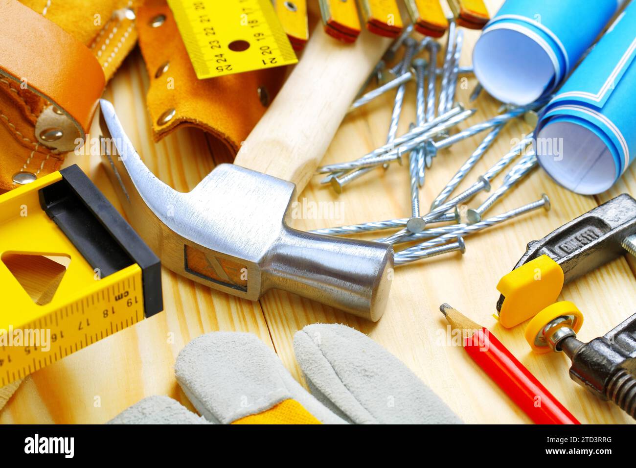 Grande composizione di utensili da costruzione Foto Stock