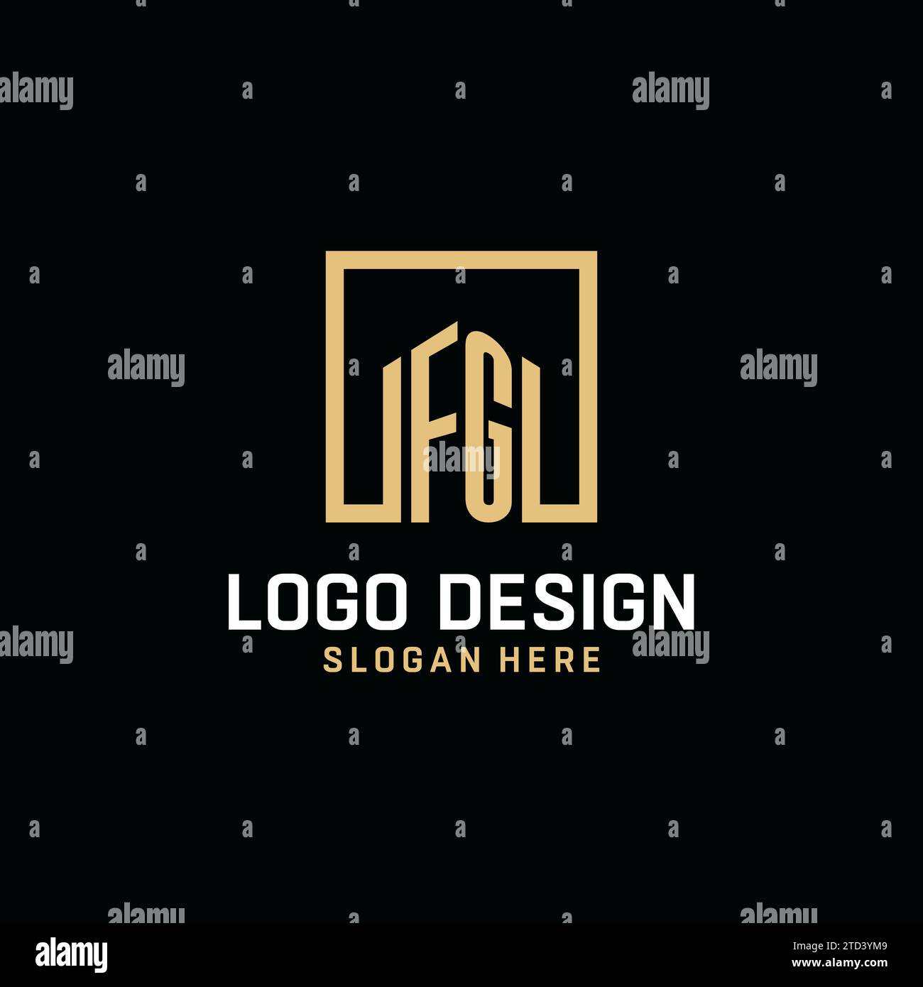 Logo monogramma iniziale FG con ispirazione per il design a forma quadrata Illustrazione Vettoriale