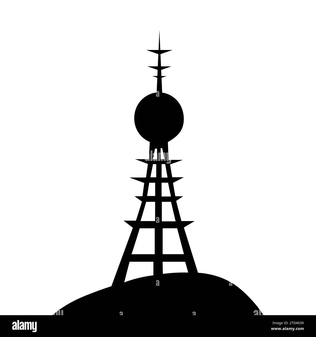 Icona nera del vettore dell'antenna su sfondo bianco Illustrazione Vettoriale