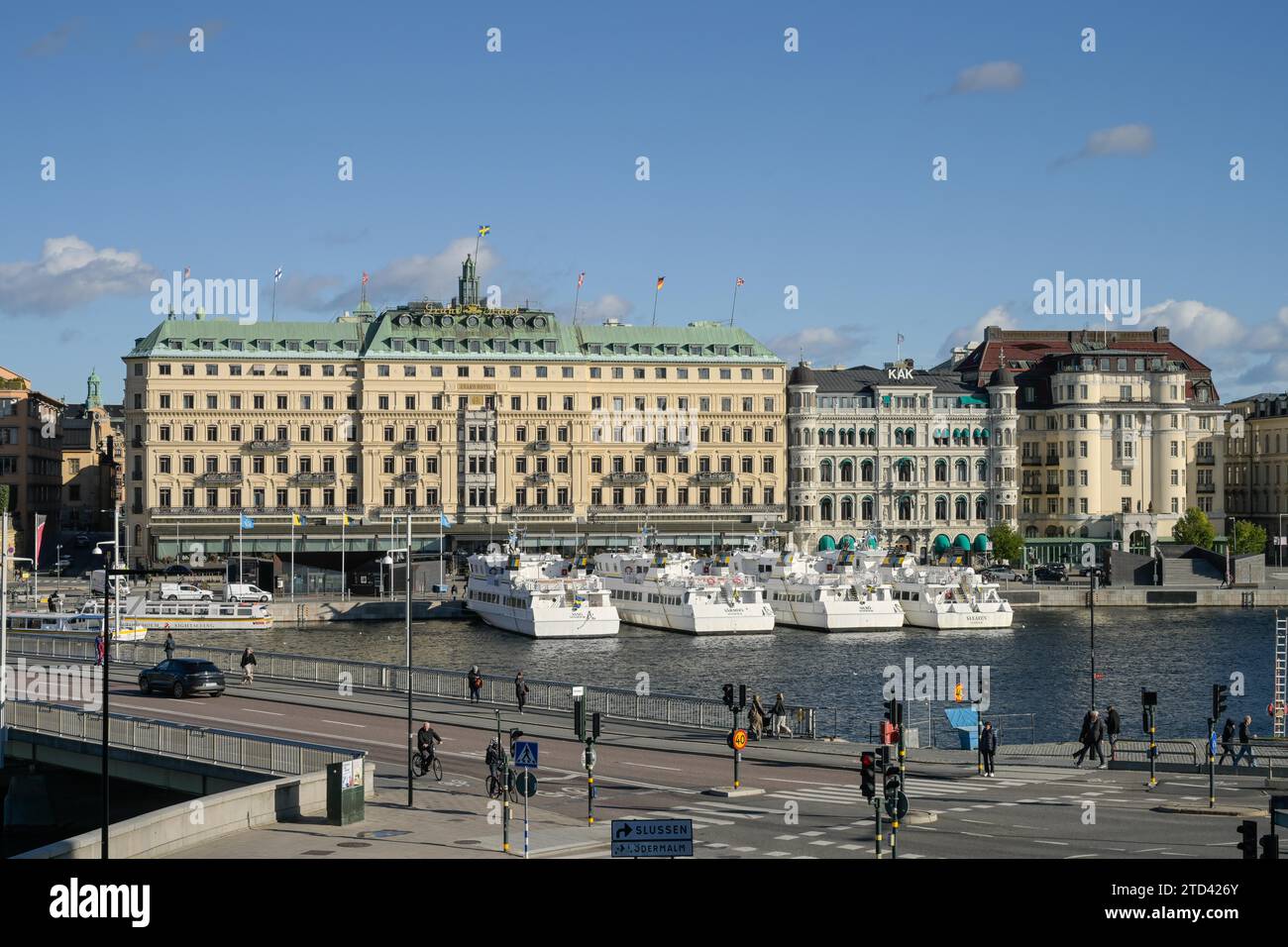 Grand Hotel, Bolinderska palatset, Soedra Blasieholmshamnen, Norrstroem, Svezia, Stoccolma, Svezia Foto Stock