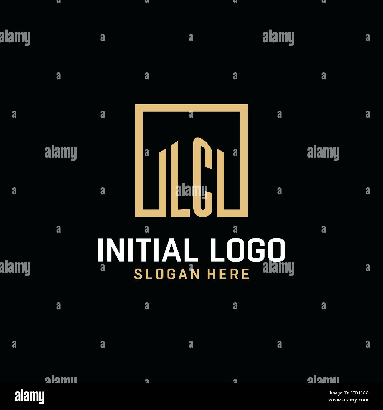 Logo monogramma iniziale LC con ispirazione per il design a forma quadrata Illustrazione Vettoriale