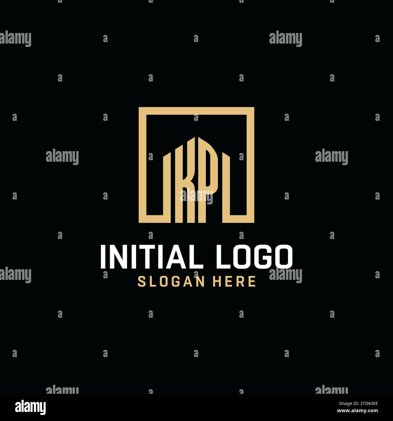 Logo monogramma iniziale KP con ispirazione dal design a forma quadrata Illustrazione Vettoriale