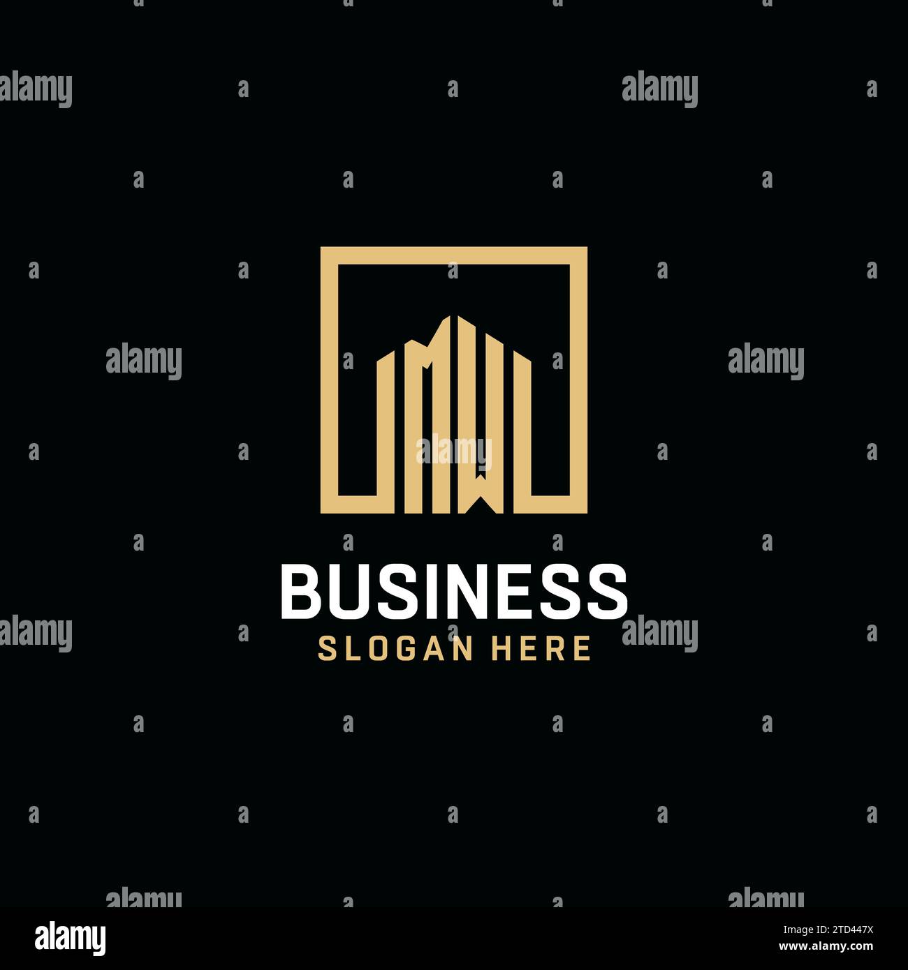 Logo monogramma iniziale MW con ispirazione per il design a forma quadrata Illustrazione Vettoriale