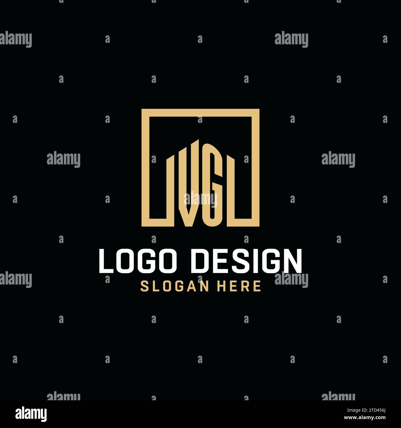 Logo con monogramma iniziale VG con ispirazione per il design a forma quadrata Illustrazione Vettoriale