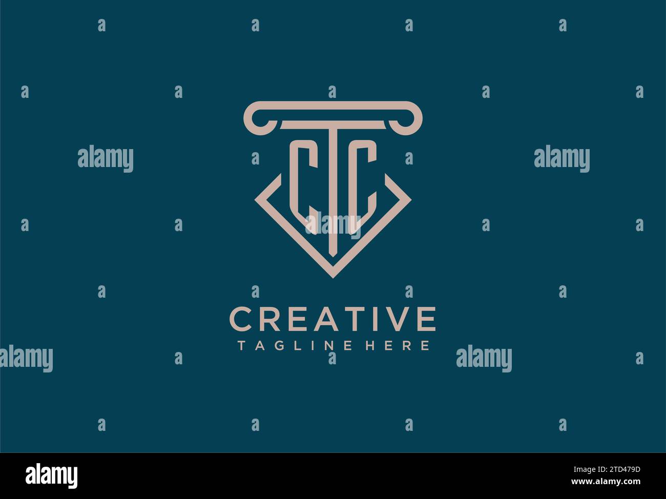 CC Initial con design icona pilastro, avvocato pulito e moderno, idee di design del logo dello studio legale Illustrazione Vettoriale