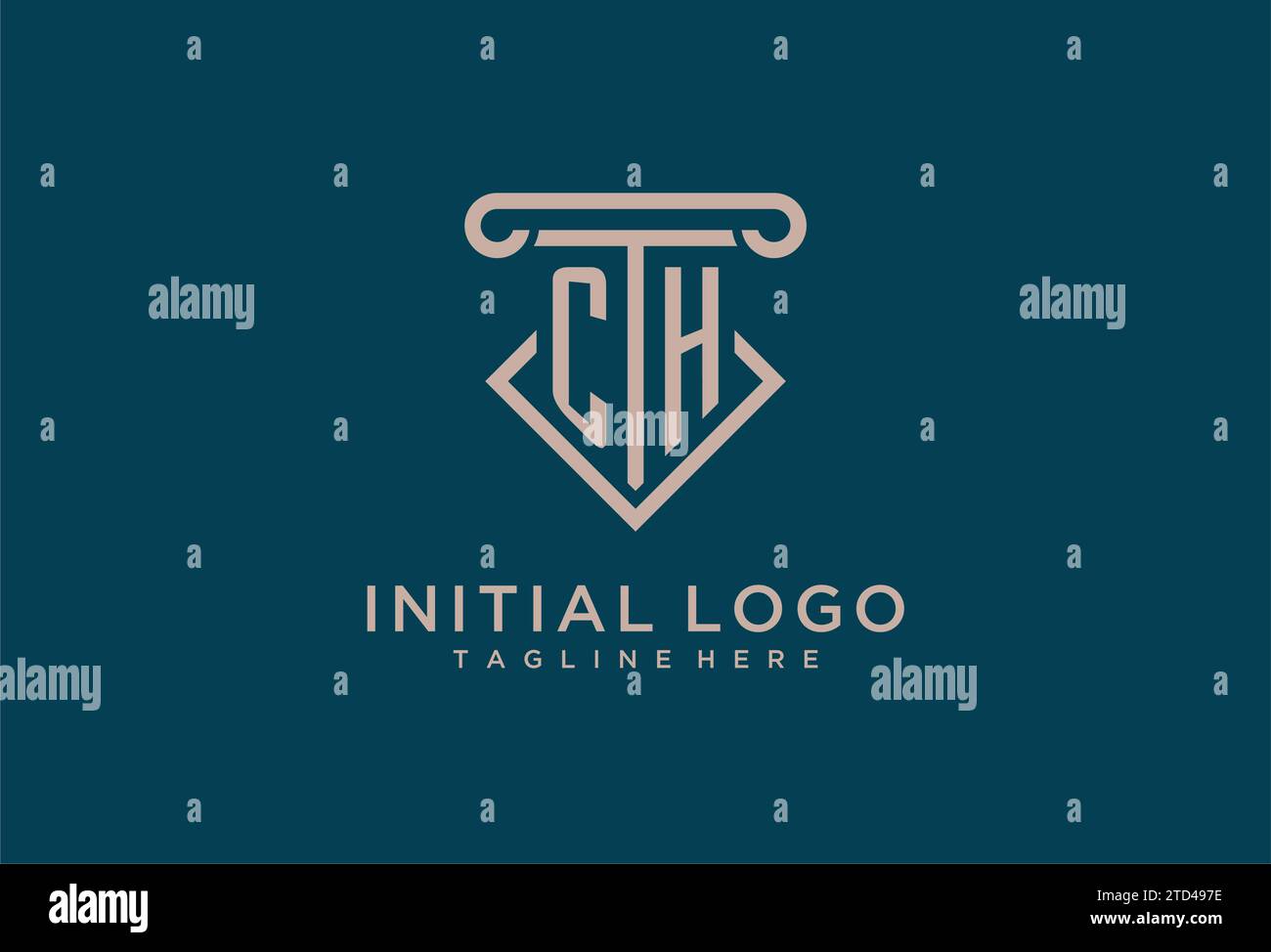 CH Initial con design icona pilastro, avvocato pulito e moderno, idee di design del logo dello studio legale Illustrazione Vettoriale