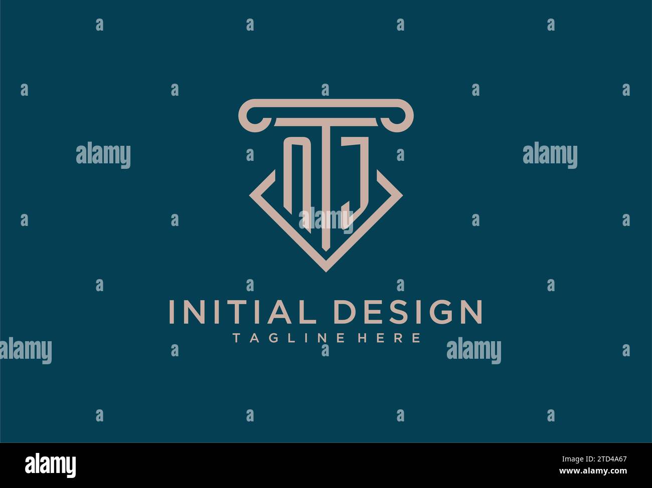 NJ Initial con design icona pilastro, avvocato pulito e moderno, idee di design del logo dello studio legale Illustrazione Vettoriale