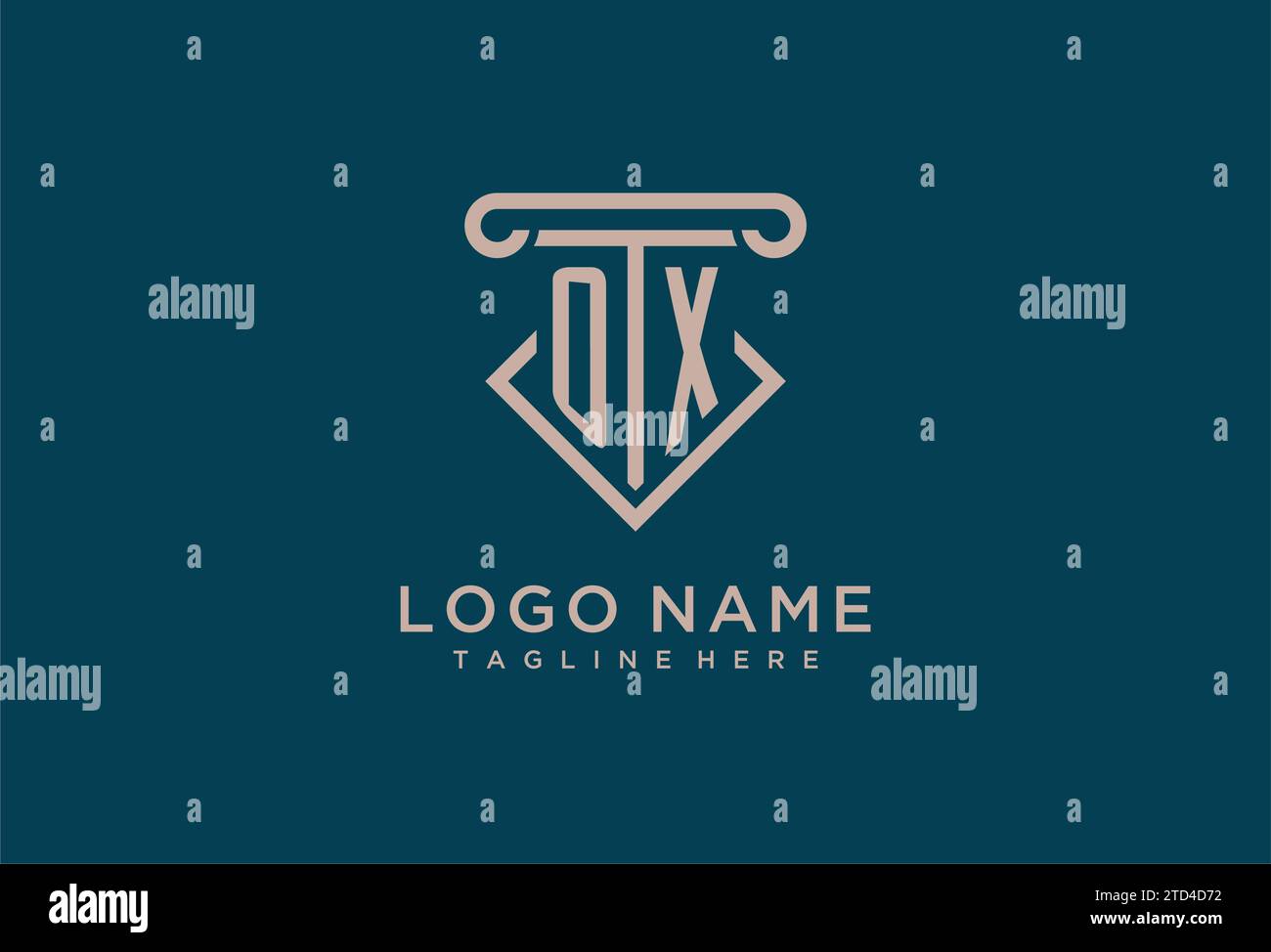 OX Initial con design icona pilastro, avvocato pulito e moderno, idee di design del logo dello studio legale Illustrazione Vettoriale