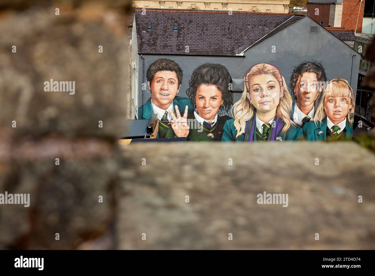 Derry Girls Mural, Derry/Londonderry, Irlanda del Nord Foto Stock