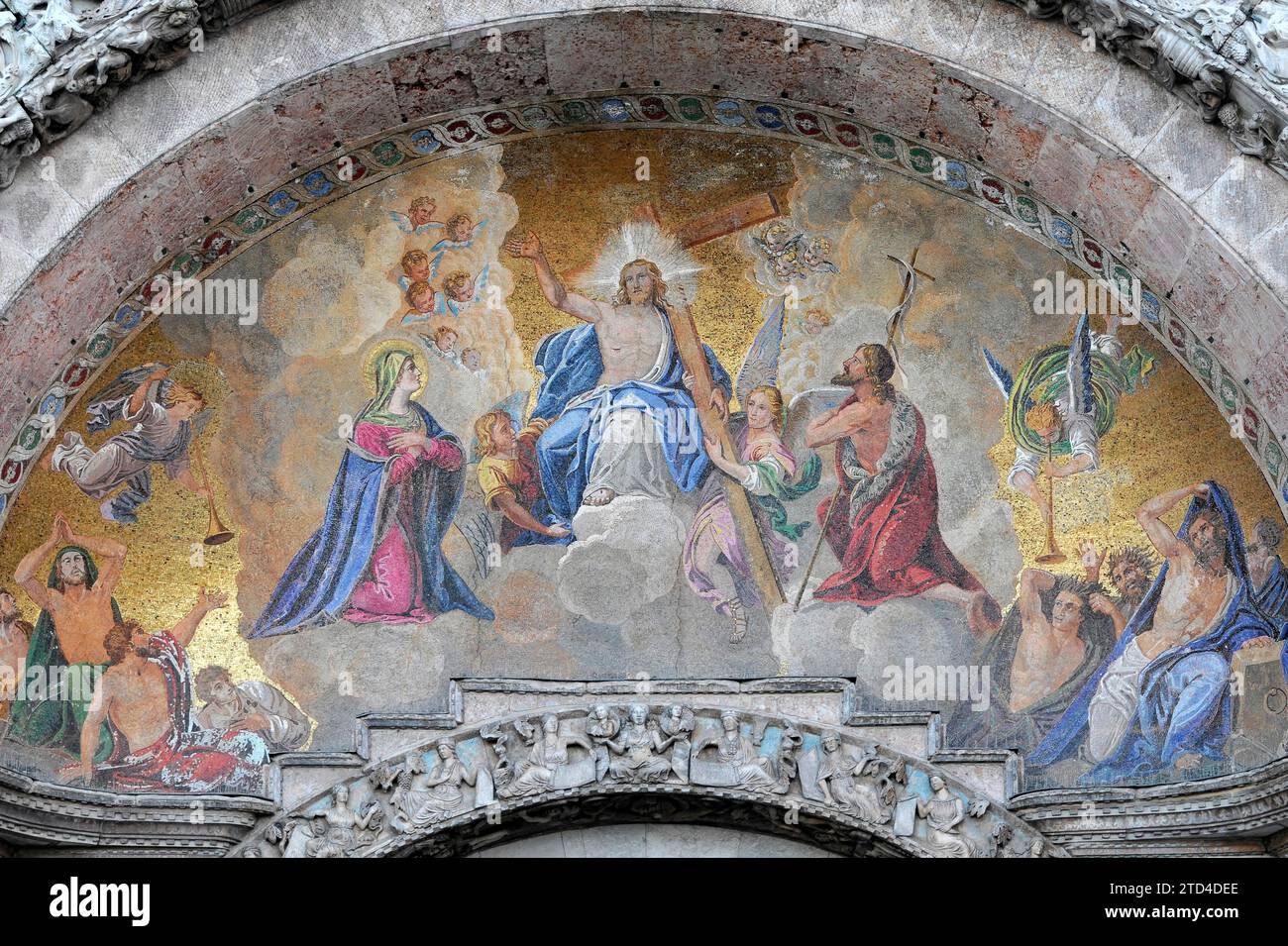 Risurrezione di Cristo mosaico, Basilica di San Marco, Venezia, Italia Foto Stock