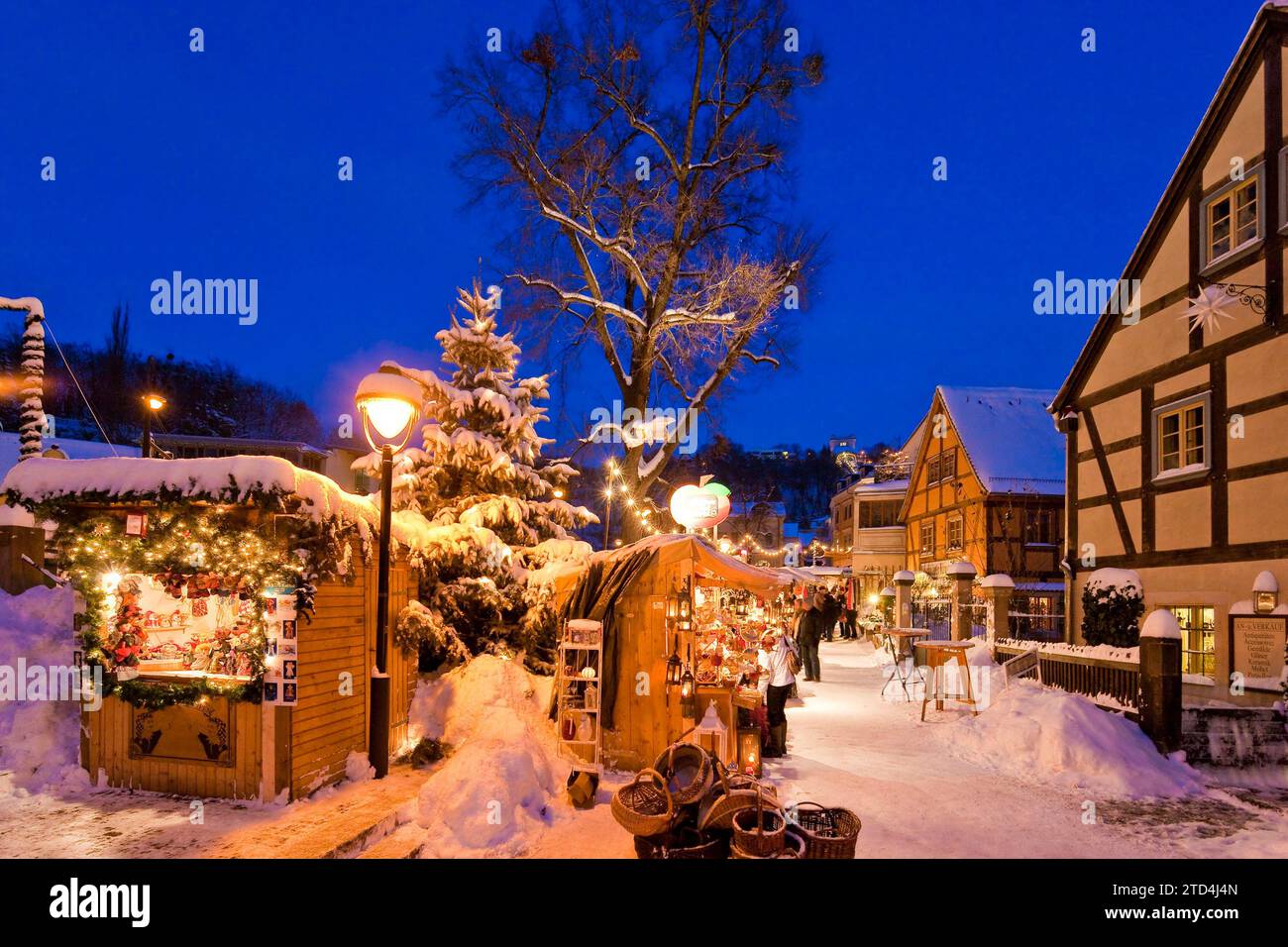 Il mercatino di Natale nel centro storico del villaggio di Dresda Loschwitz, è organizzato annualmente dall'Elbhangfestverein in forma tradizionale, basata su Foto Stock