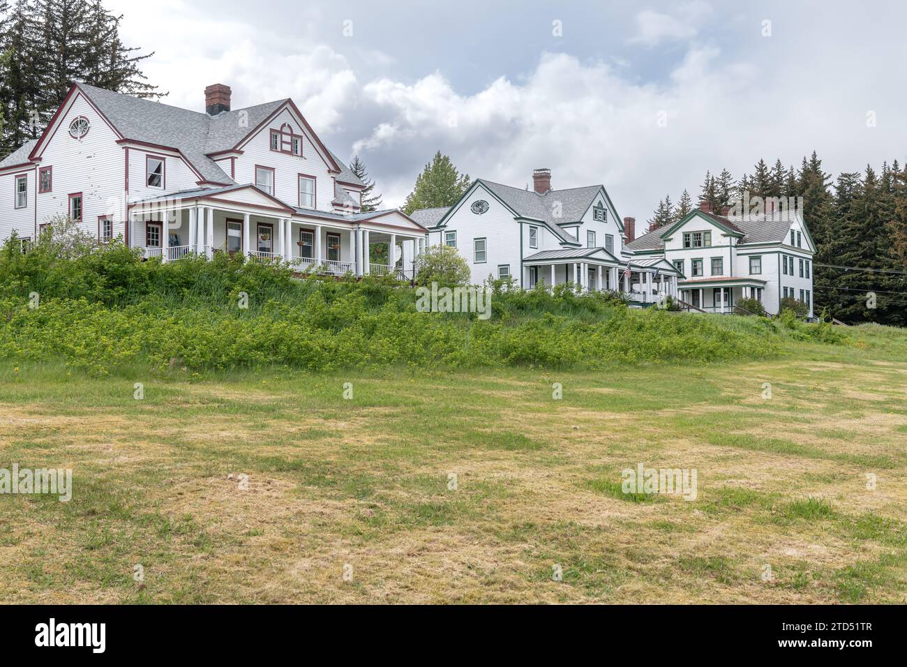 Case nell'ex forte William H. Seward, Haines, Alaska, USA Foto Stock