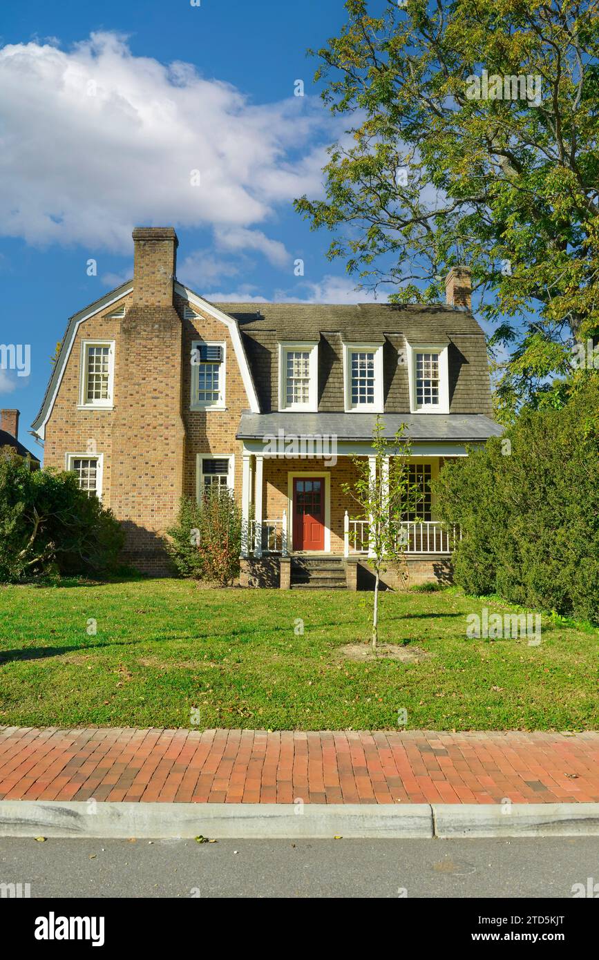 Casa in Duke of Gloucester Street, nella città coloniale di Williamsburg, Virginia Foto Stock