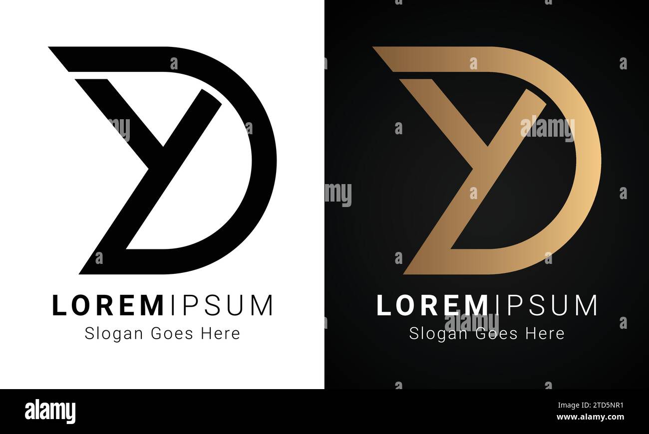 Design con logo monogramma Luxury iniziale DY o YD Text Letter Illustrazione Vettoriale