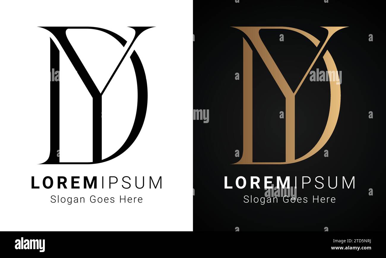 Design con logo monogramma Luxury iniziale DY o YD Text Letter Illustrazione Vettoriale