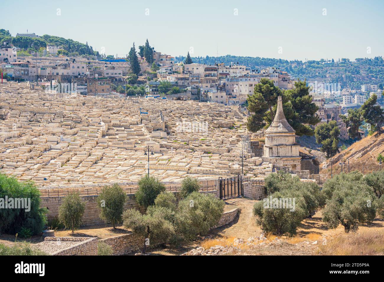 Antico cimitero ebraico nel Monte degli Ulivi, Gerusalemme Est, Israele Foto Stock