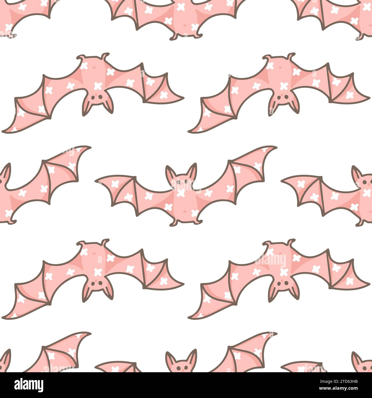 Motivo Halloween senza cuciture con pipistrelli rosa Illustrazione Vettoriale