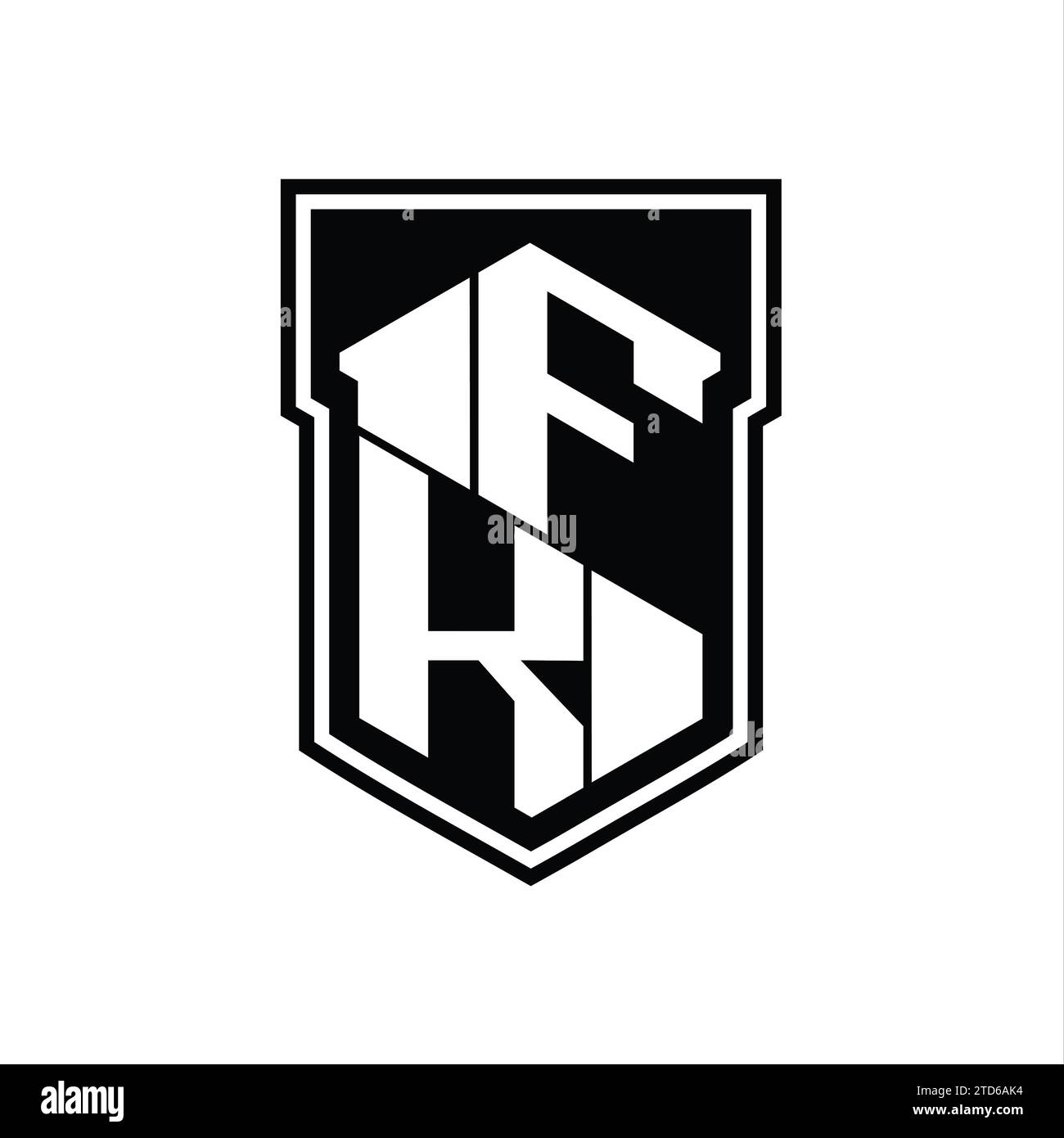 FK Letter Logo monogramma esagonale geometrico verso l'alto e verso il basso schermo interno modello di design isolato Foto Stock