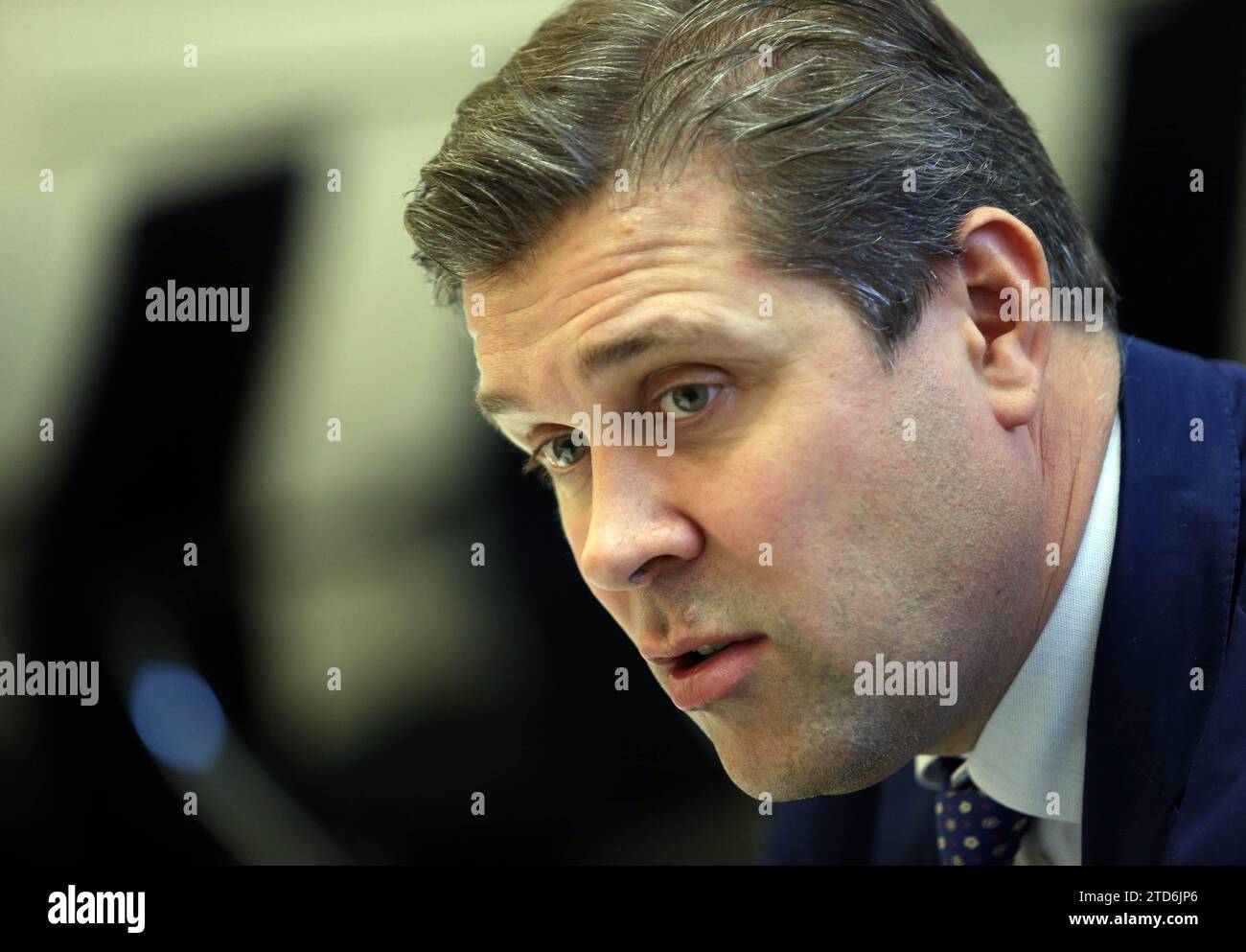 Madrid, 24/09/2015. Intervista a Bjarni Benediktsson, Ministro delle Finanze e dell'economia islandese. Foto: Ernesto Agudo ARCHDC. Crediti: Album / Archivo ABC / Ernesto Agudo Foto Stock