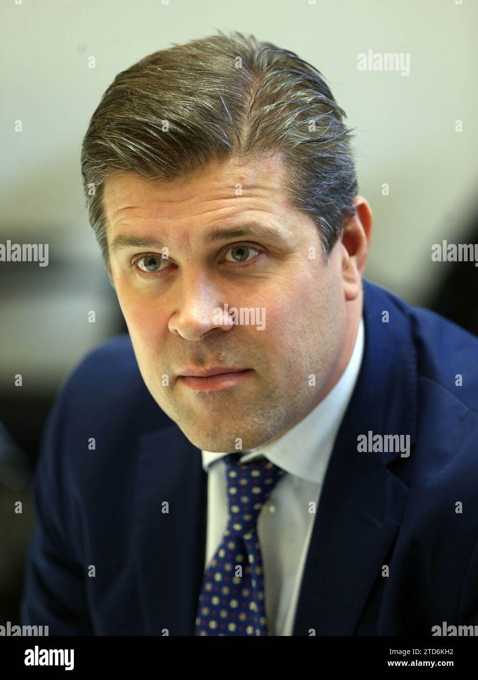 Madrid, 24/09/2015. Intervista a Bjarni Benediktsson, Ministro delle Finanze e dell'economia islandese. Foto: Ernesto Agudo ARCHDC. Crediti: Album / Archivo ABC / Ernesto Agudo Foto Stock